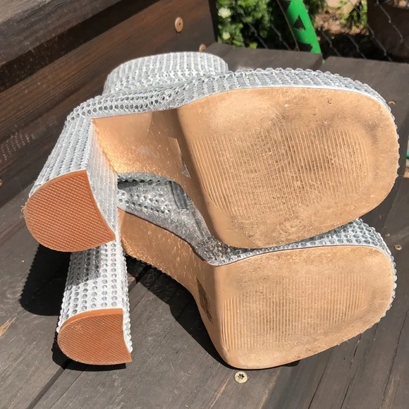 8 Disco Sparkle Azalea Wang Rhinestone Boots Platform Halloween Costume Bowie - Picture 6 of 10